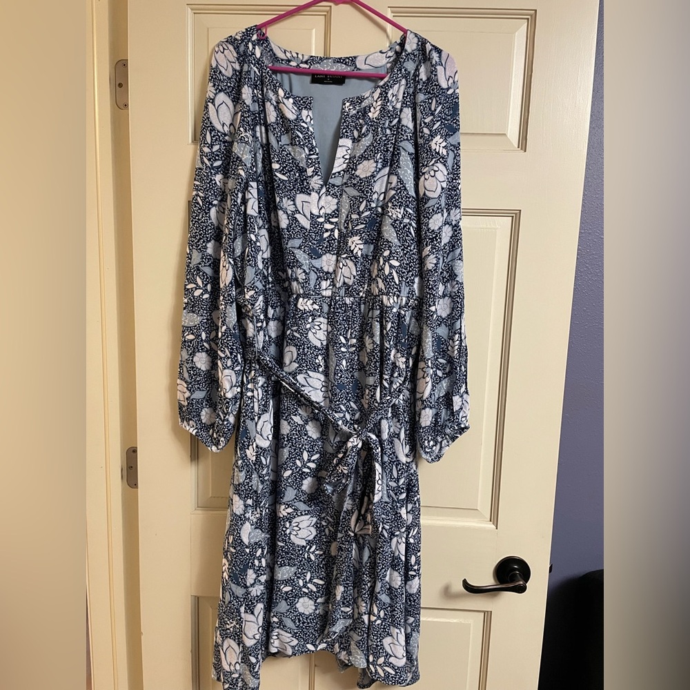 Lane Bryant Blue Floral Long Sleeve Dress - Picture 6 of 6